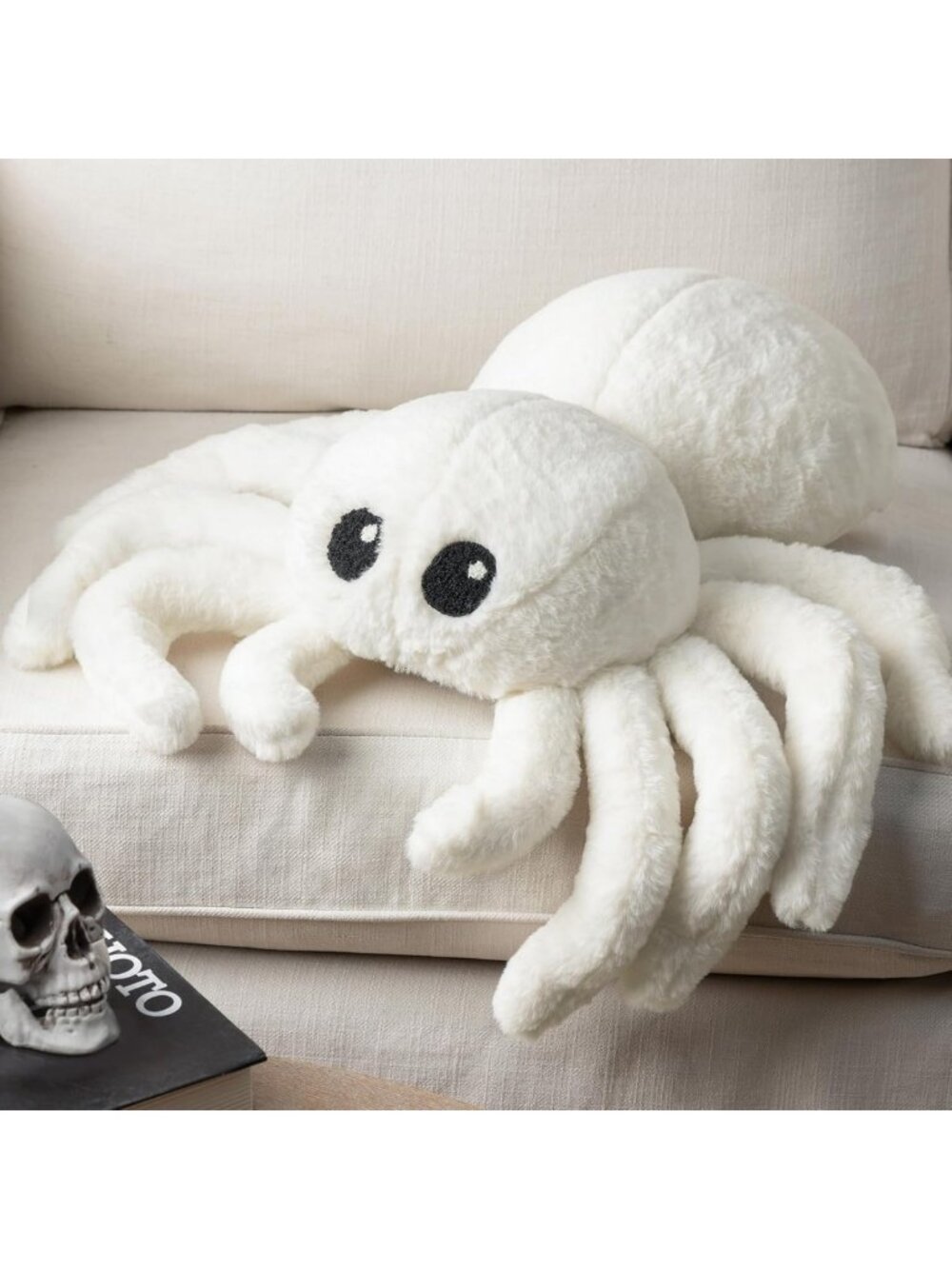 Fluffy Spider Shaped Halloween Throw Pillow | Soft Faux Fur Cushion, 22x16 Inch